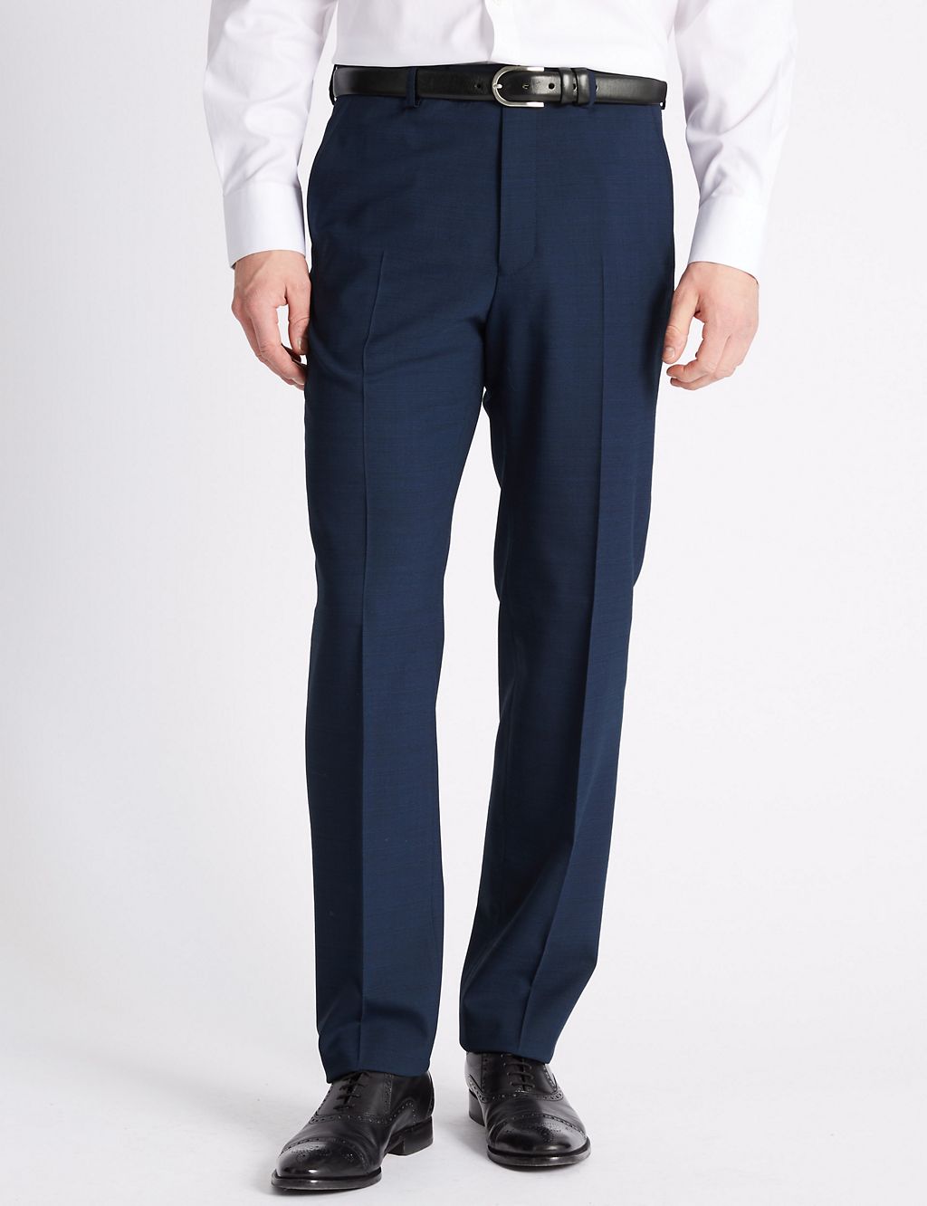Navy Checked Tailored Fit Trousers 3 of 5