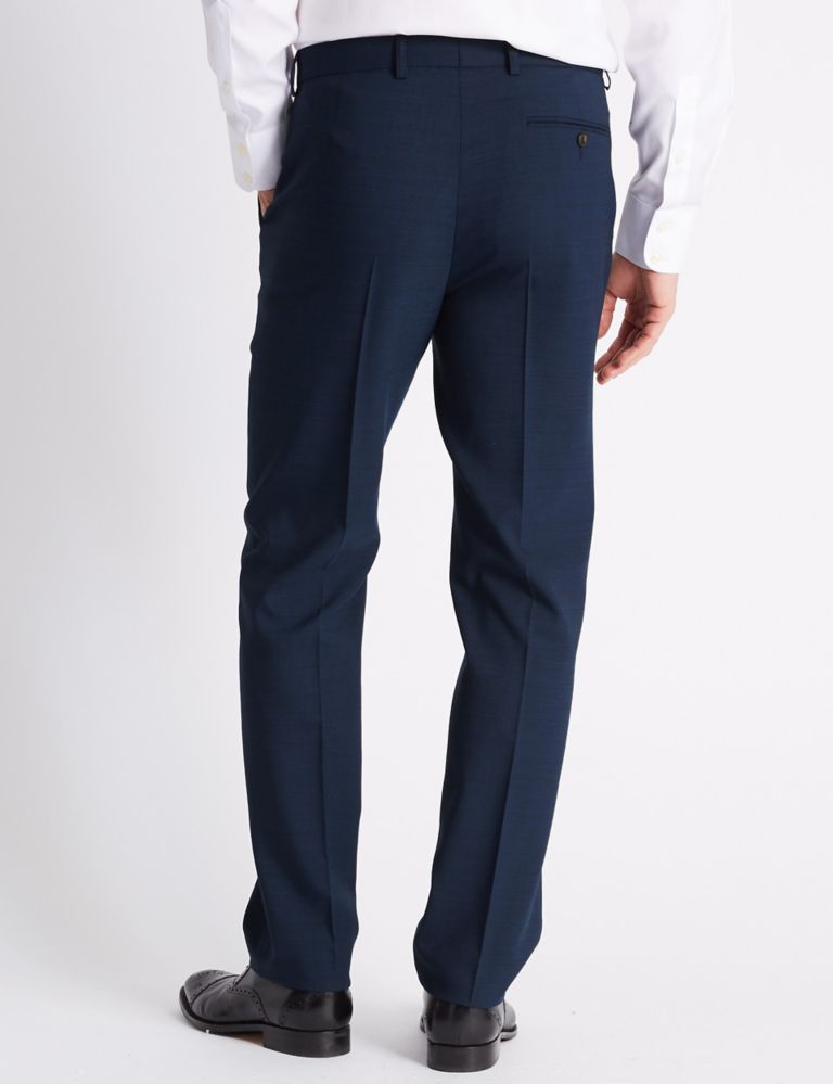 Navy Checked Tailored Fit Trousers 4 of 5