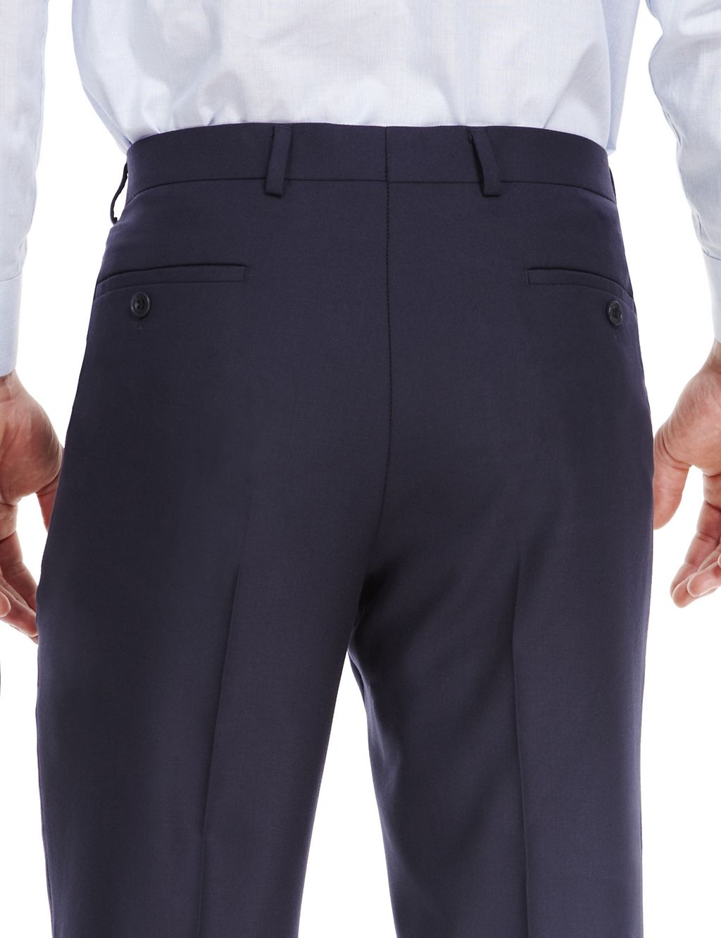 Navy Regular Fit Flat Front Trousers 7 of 7