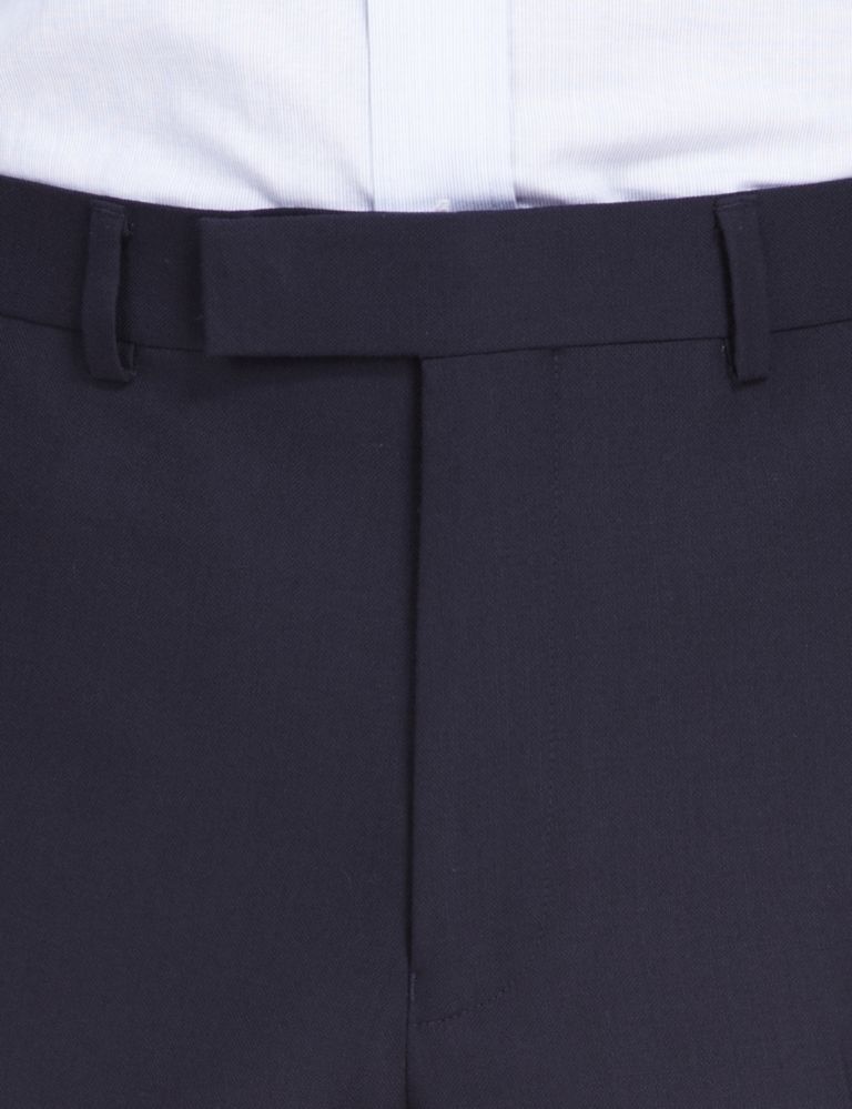 Navy Regular Fit Flat Front Trousers 6 of 7