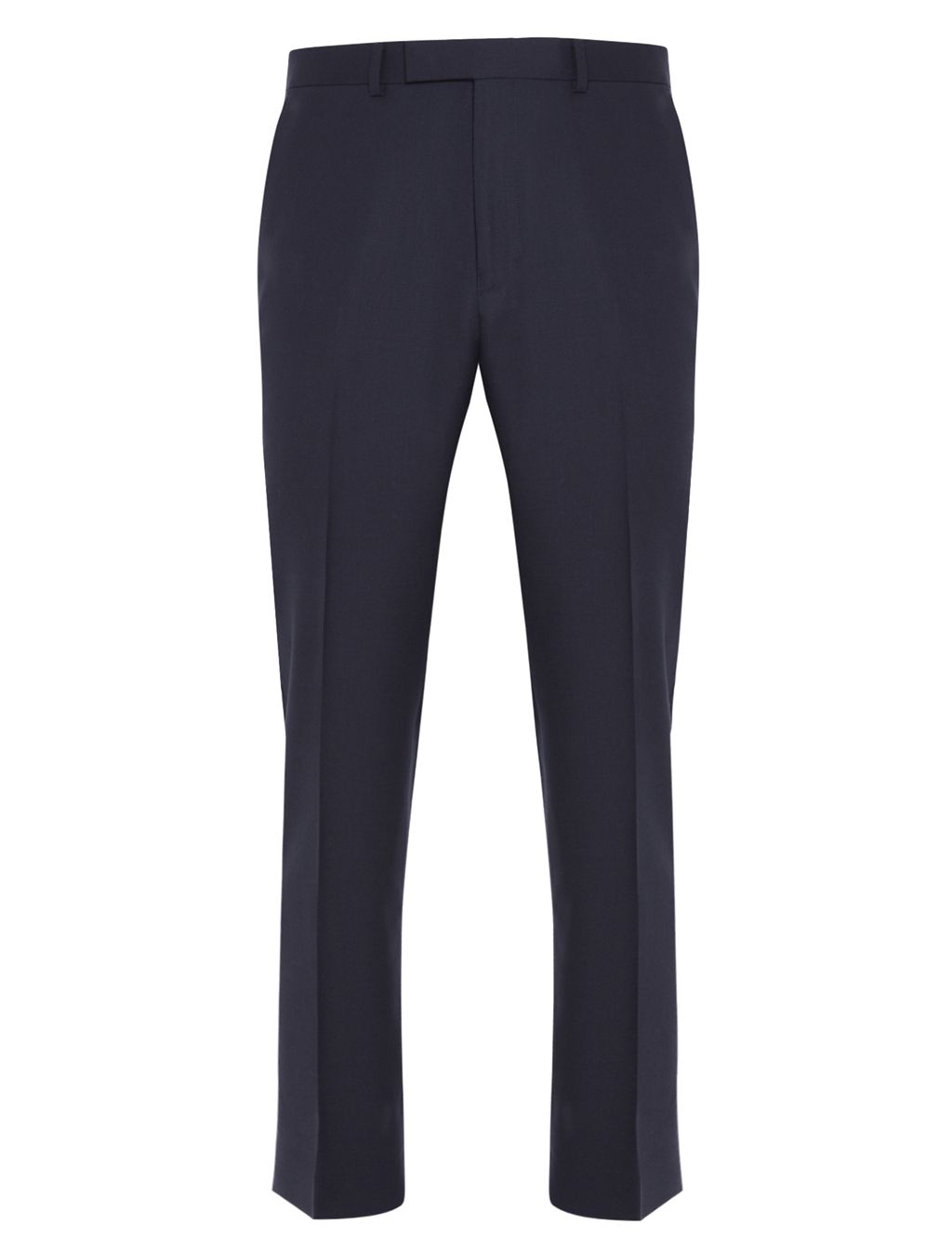 Navy Regular Fit Flat Front Trousers 1 of 7