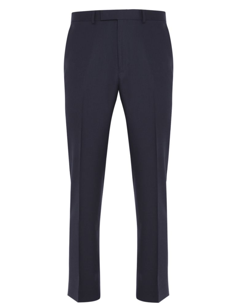 Navy Regular Fit Flat Front Trousers 2 of 7