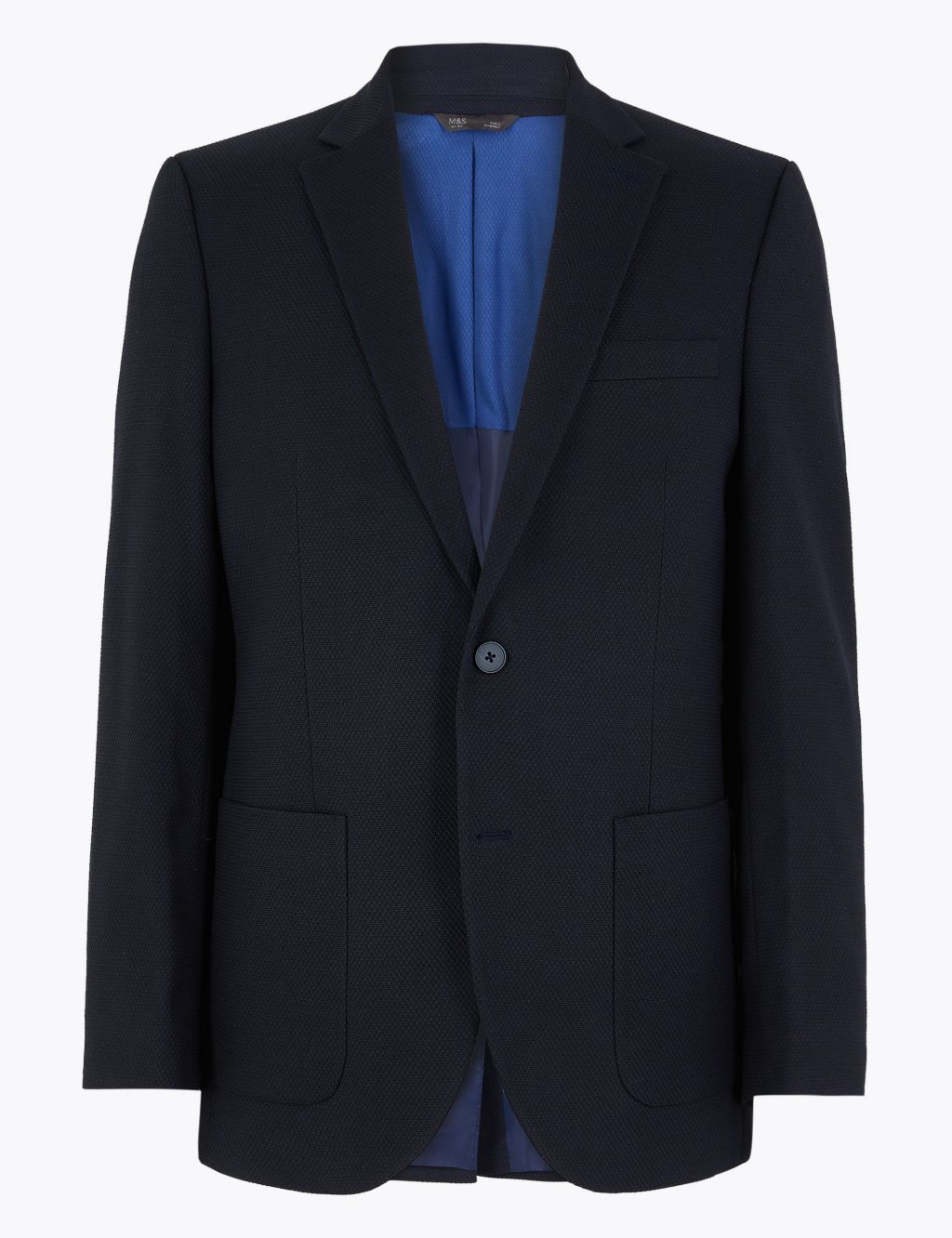 Navy Regular Fit Textured Jacket | M&S Collection | M&S