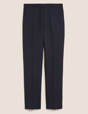 Navy Regular Fit Wool Trousers | M&S Collection Luxury | M&S