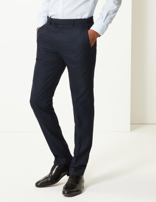 navy slim fit trousers