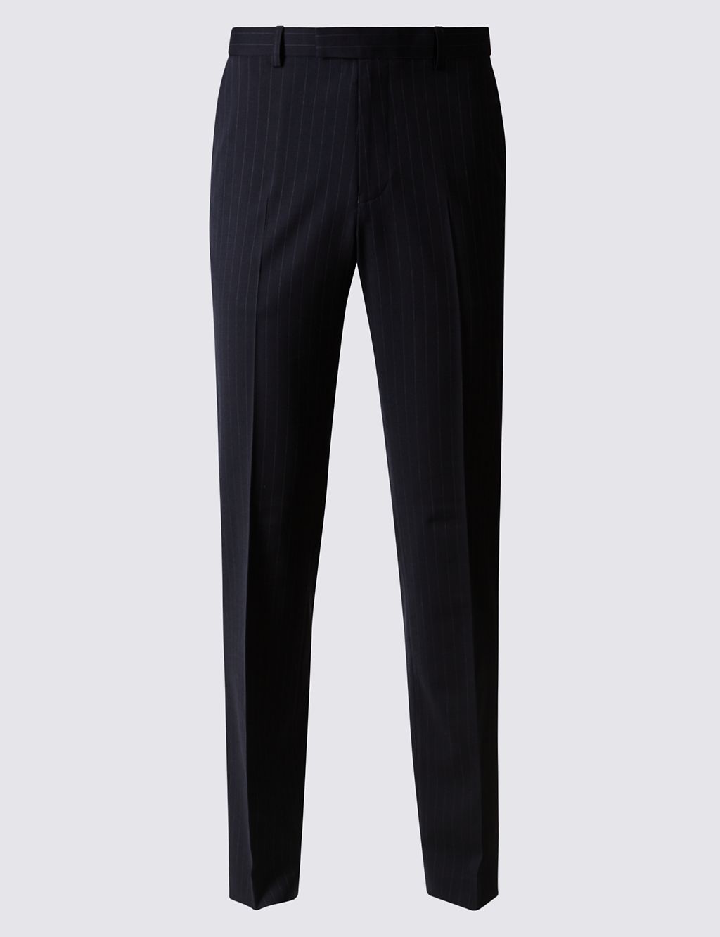 Navy Striped Modern Slim Fit Trousers 1 of 5