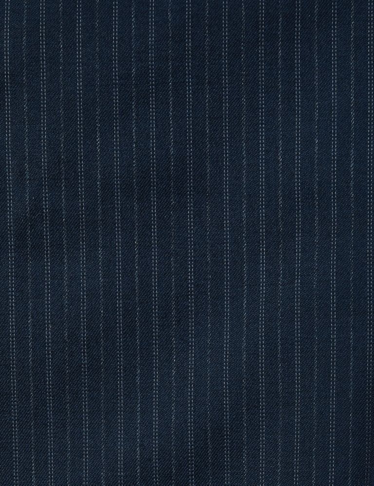 Navy Striped Regular Fit Wool Trousers 5 of 5