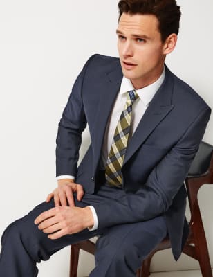 Navy Striped Tailored Fit Wool Jacket, Savile Row Inspired