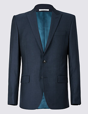 Navy Striped Tailored Fit Wool Jacket Image 2 of 8