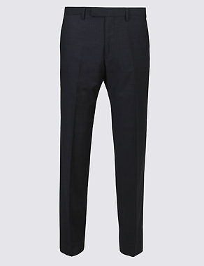 Navy Striped Tailored Fit Wool Trousers Image 2 of 5