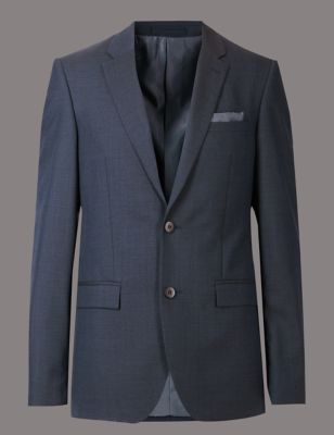 Navy Tailored Fit Italian Wool Jacket Image 2 of 9