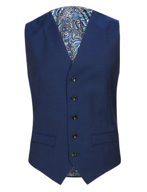 Navy Tailored Fit Waistcoat Image 2 of 4