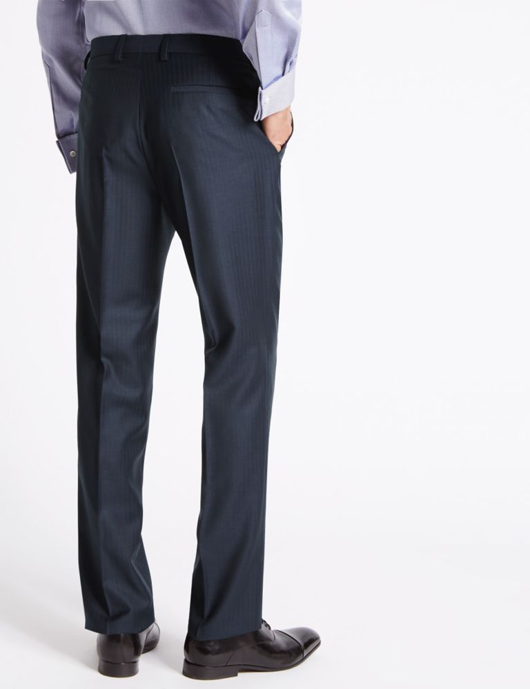 Navy Tailored Fit Wool Trousers 3 of 4