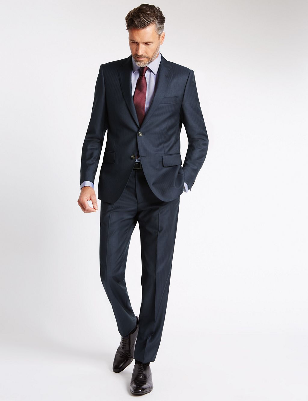 Navy Tailored Fit Wool Trousers 4 of 4