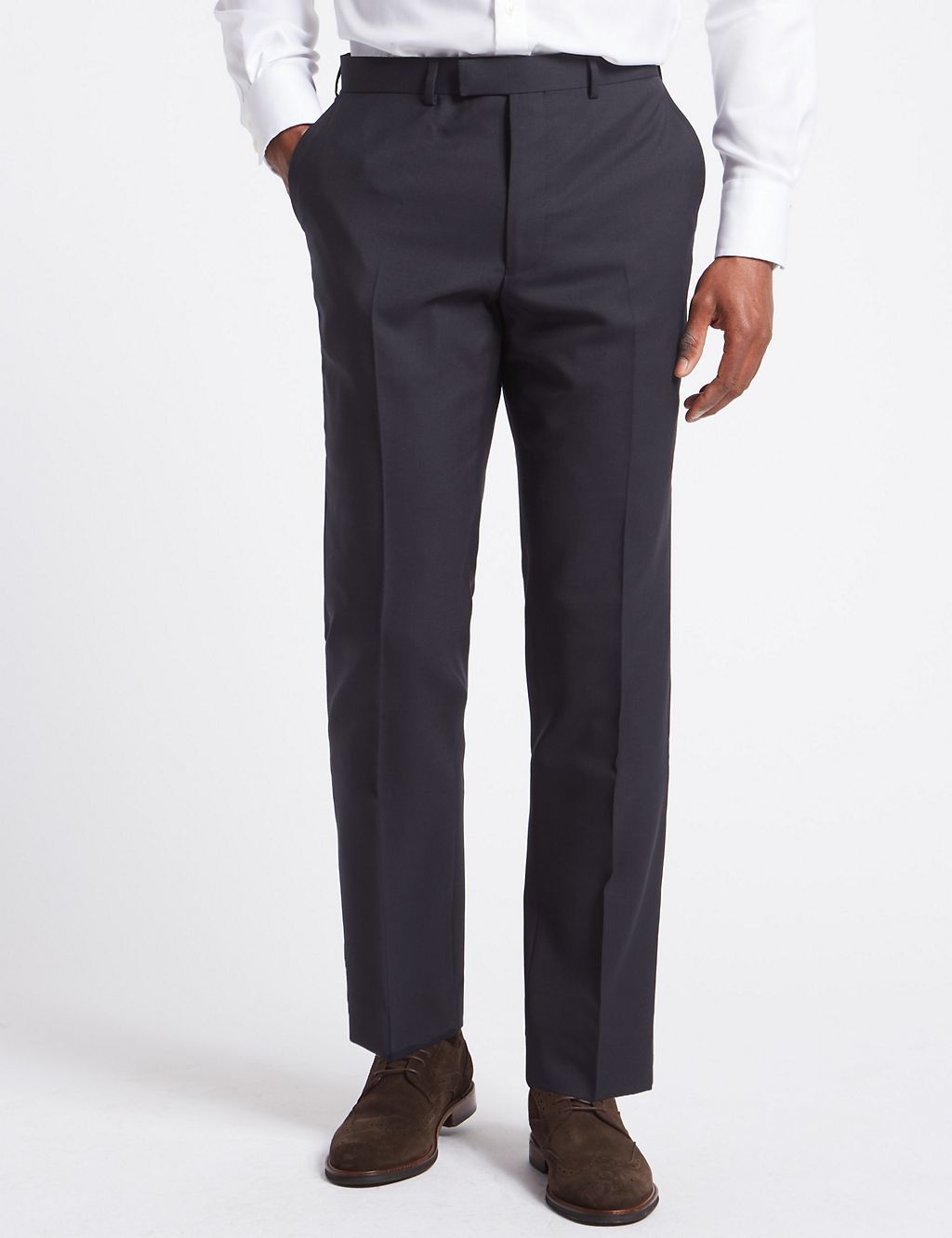 Navy Tailored Fit Wool Trousers 3 of 7
