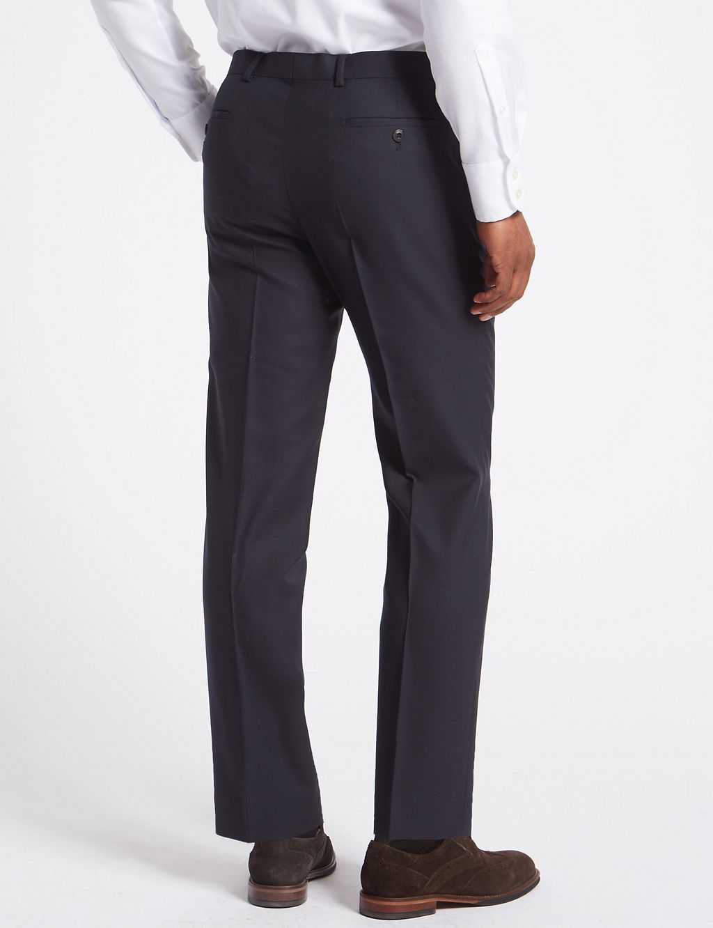 Navy Tailored Fit Wool Trousers 6 of 7