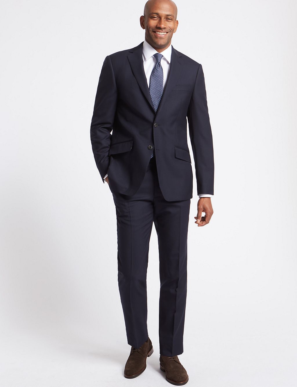 Navy Tailored Fit Wool Trousers 7 of 7