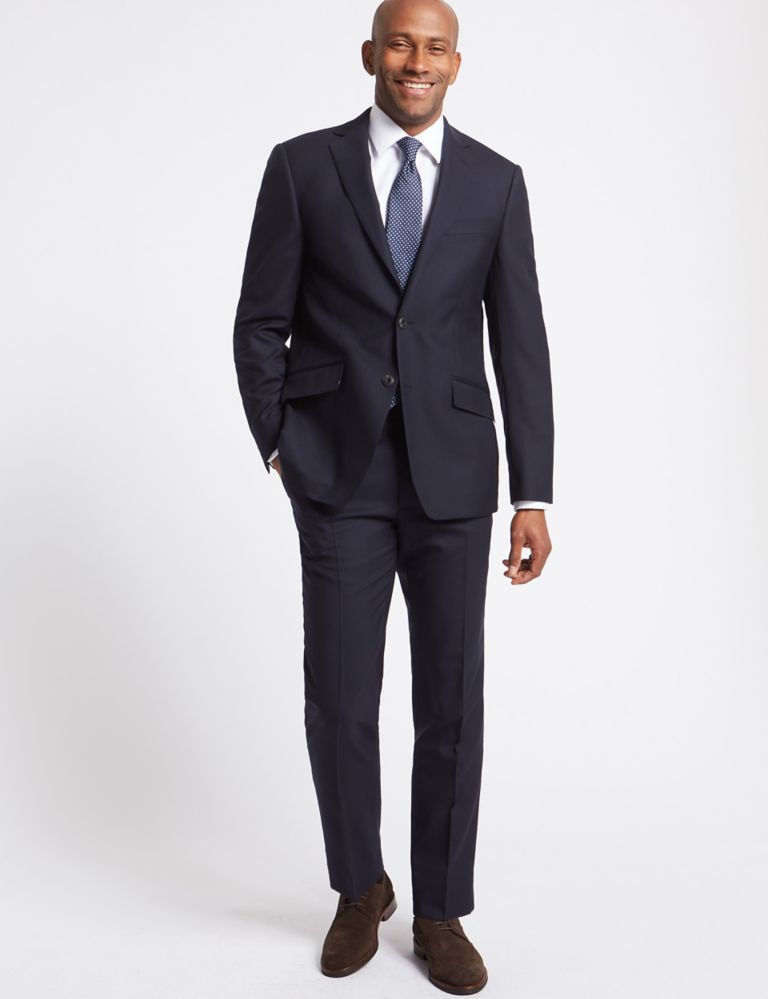 Navy Tailored Fit Wool Trousers 5 of 7