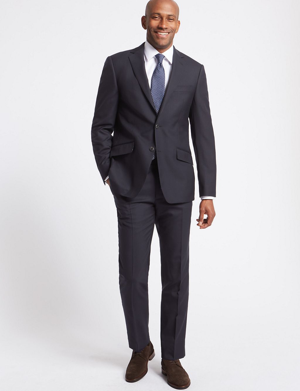Navy Tailored Fit Wool Trousers 4 of 7