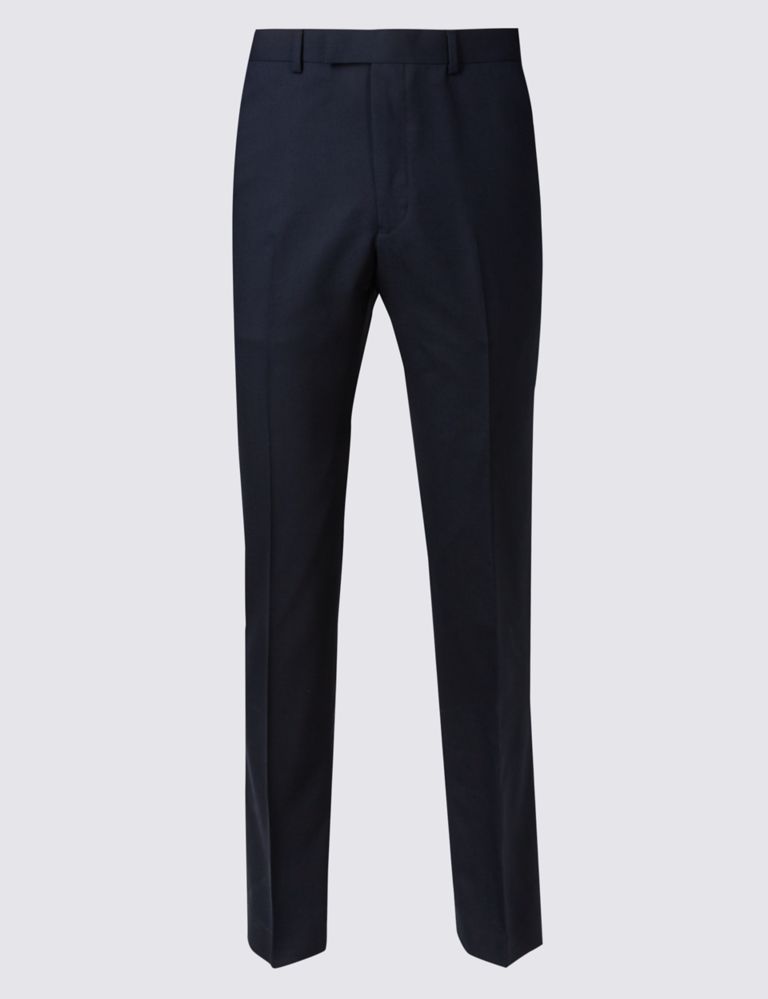 Navy Tailored Fit Wool Trousers 2 of 7