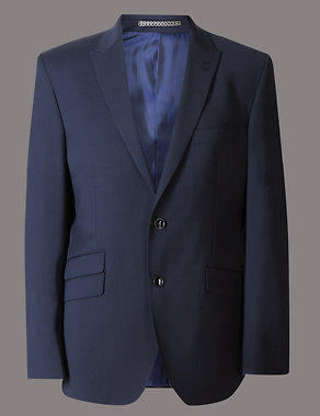 Navy Tailored Wool Rich Jacket with Lycra Image 2 of 9