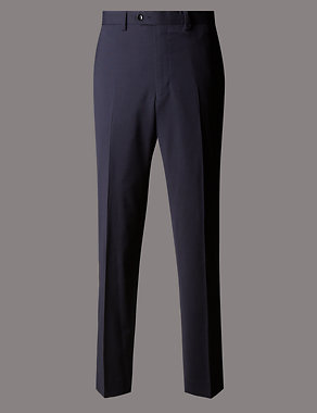 Navy Tailored Wool Rich Trousers with Lycra Image 2 of 4