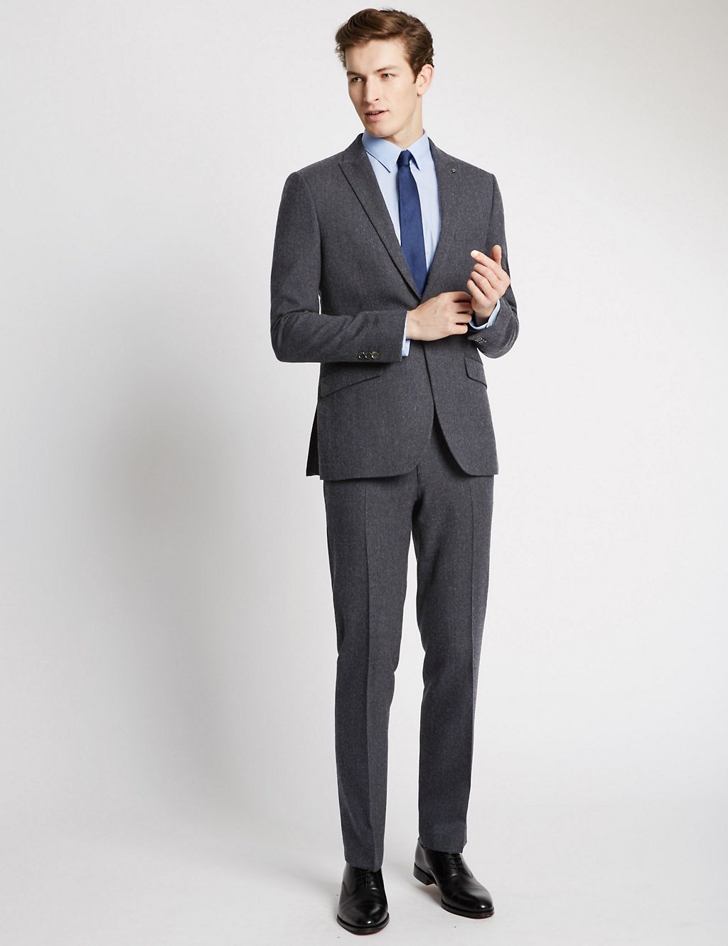 Navy Textured Modern Tailored Fit Jacket 5 of 8