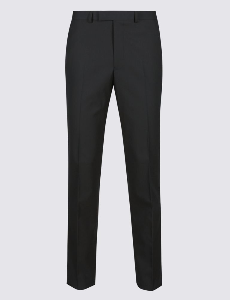 Navy Textured Slim Fit Trousers 2 of 6