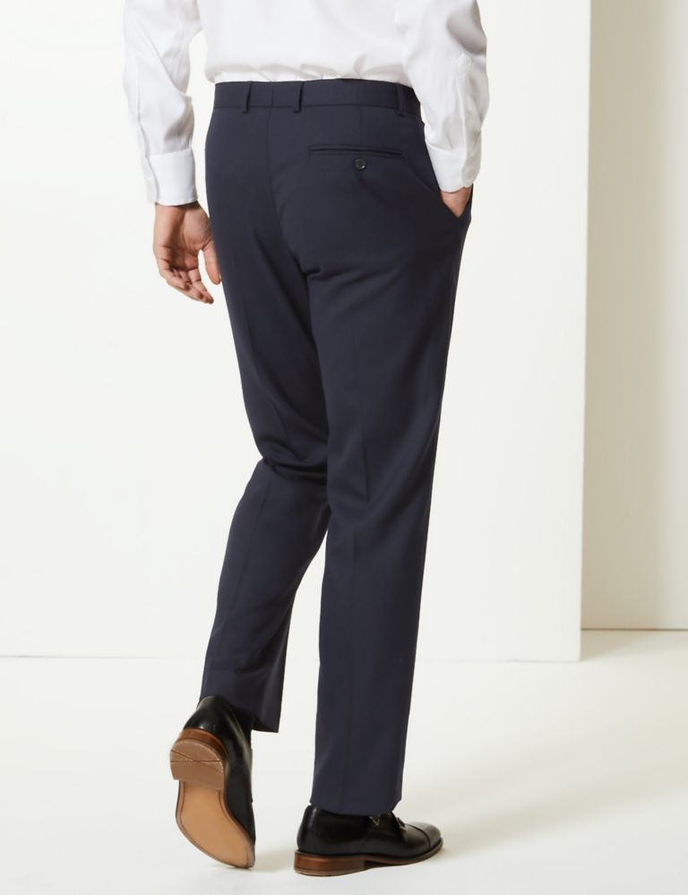 Navy Textured Tailored Fit Trousers 4 of 6