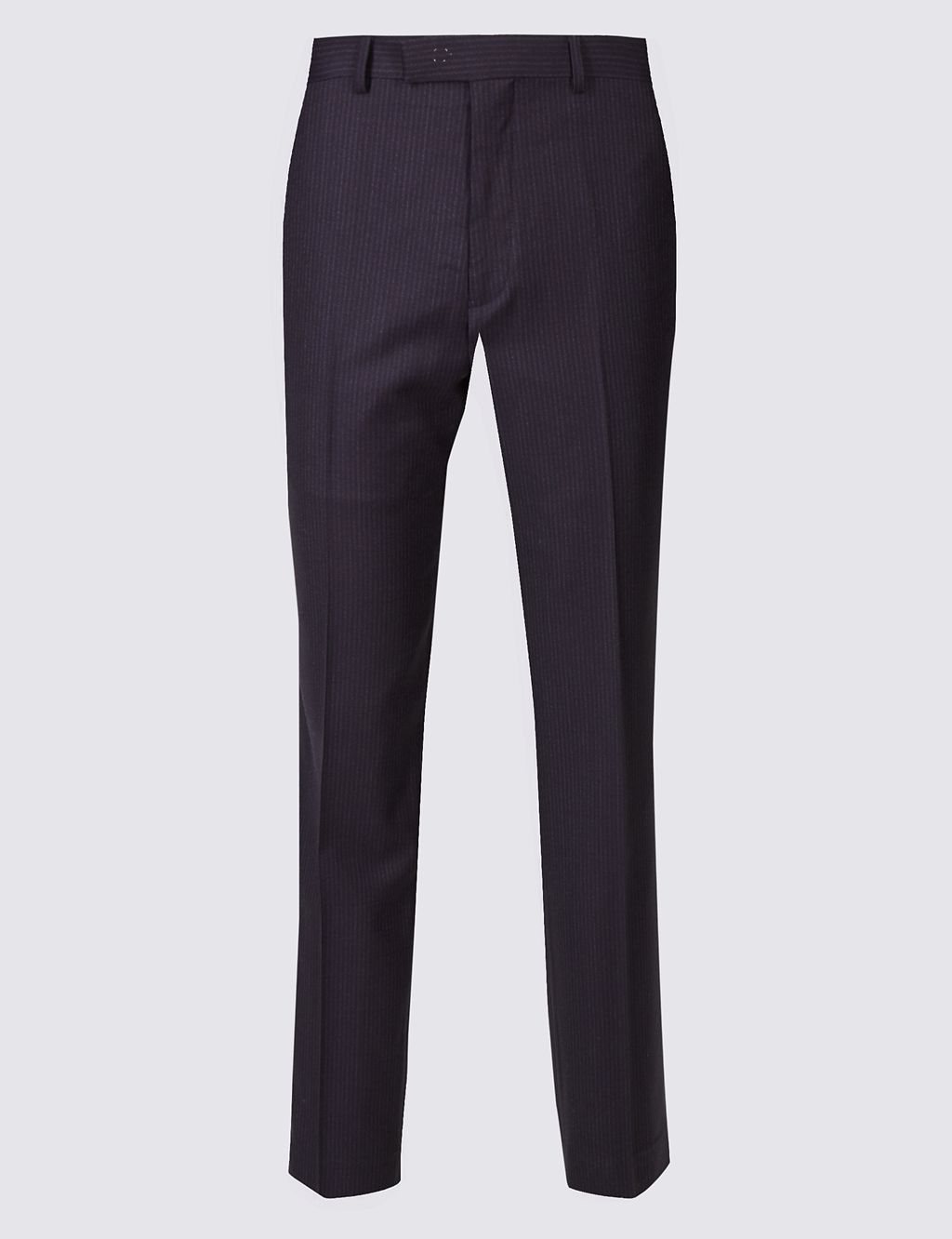 Navy Textured Tailored Fit Wool Trousers 1 of 5