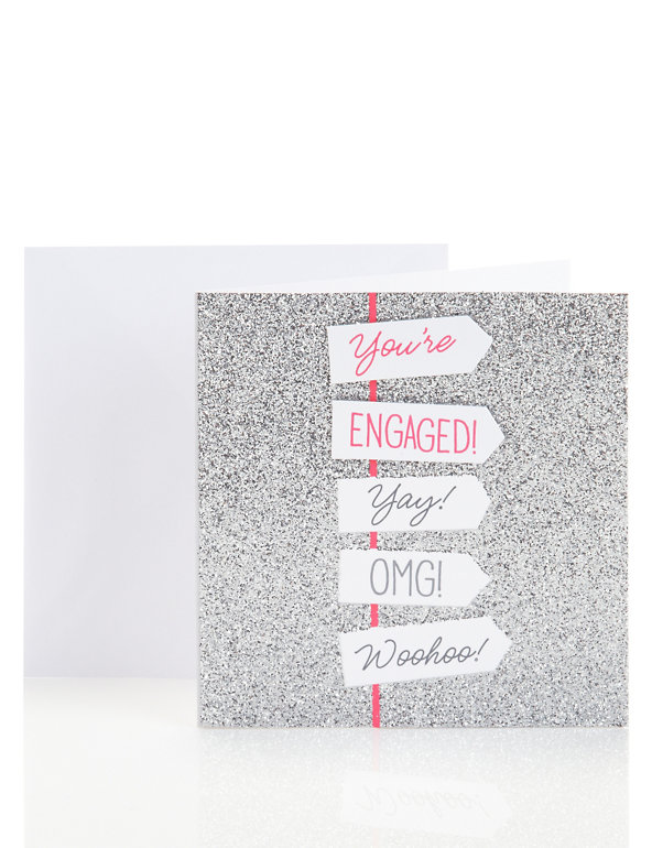 Neon Glitter Engagement Card Image 1 of 2