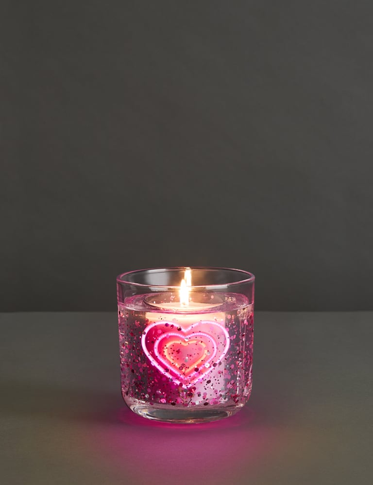 Neon Heart Light Up Candle Marks & Sparkle™ M&S