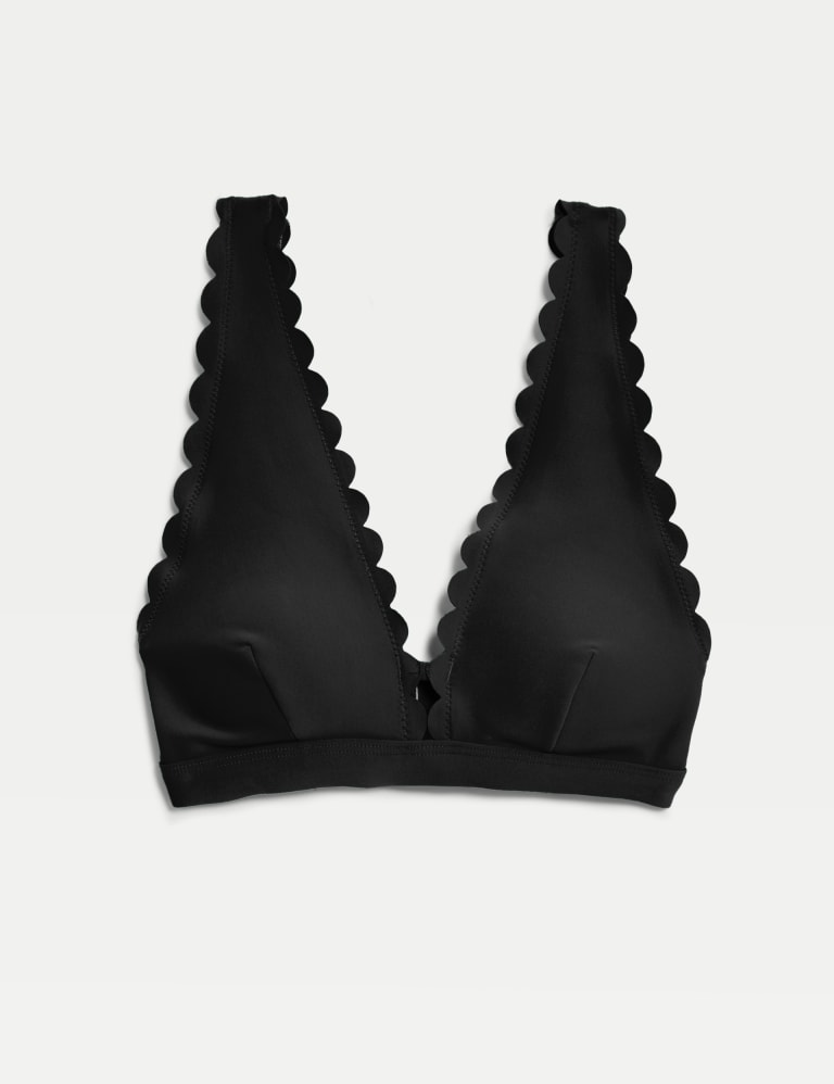 Neoprene Padded Scallop Plunge Bikini Top 1 of 1