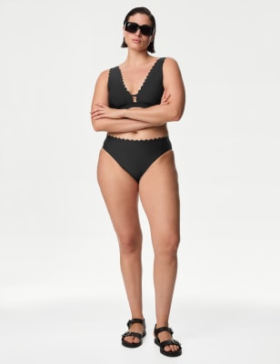 Neoprene Scallop High Leg Bikini Bottoms, M&S Collection