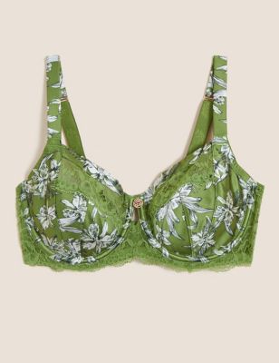 NEW M&S Rosie Marks & Spencer silver floral silk & lace non-padded minimiser  bra