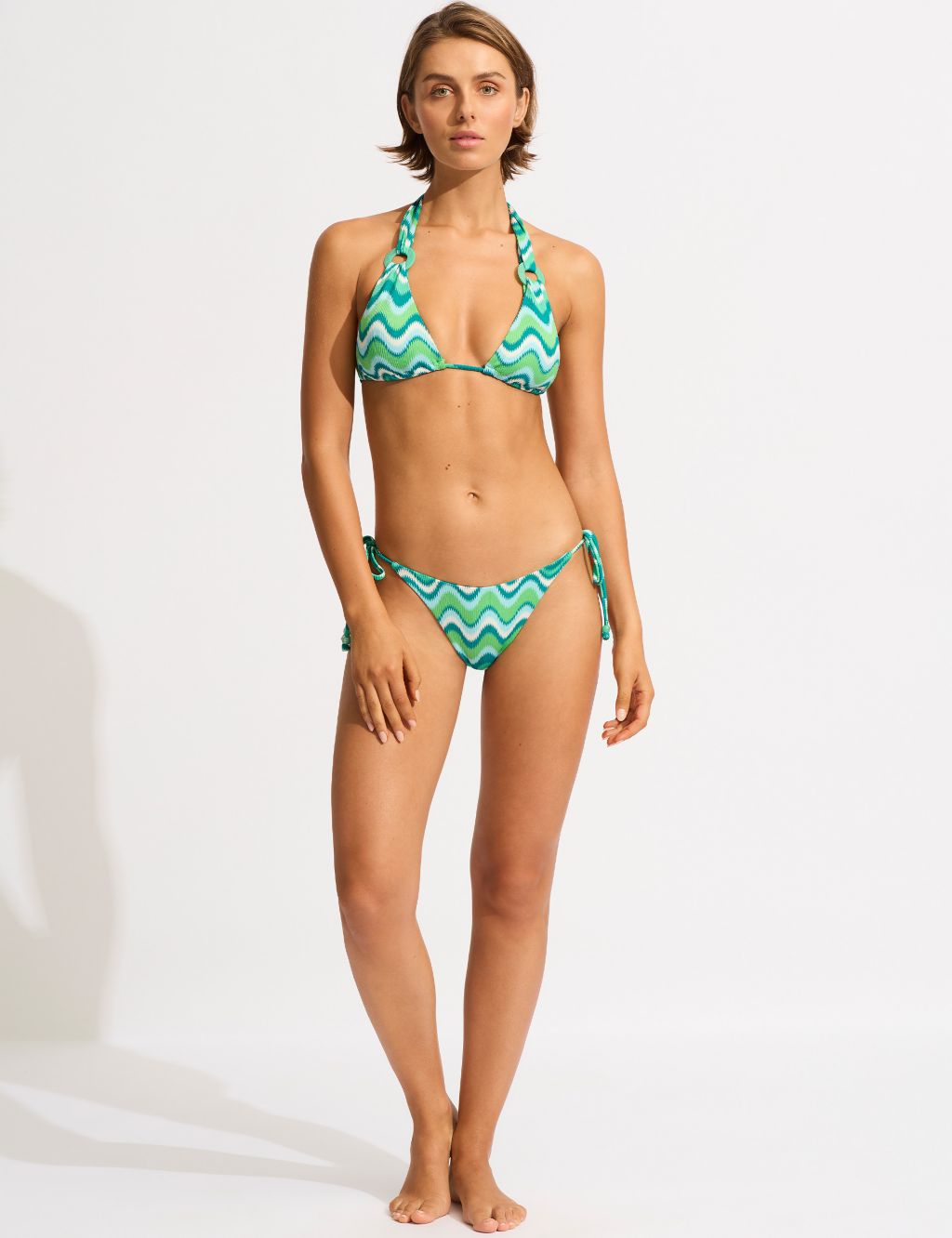 Neue Wave Textured Padded Triangle Bikini Top 1 of 7
