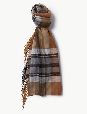 Neutral Tassel Checked Scarf Image 2 of 3