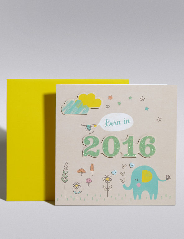New Baby Boy Born in 2016 Card Image 1 of 2