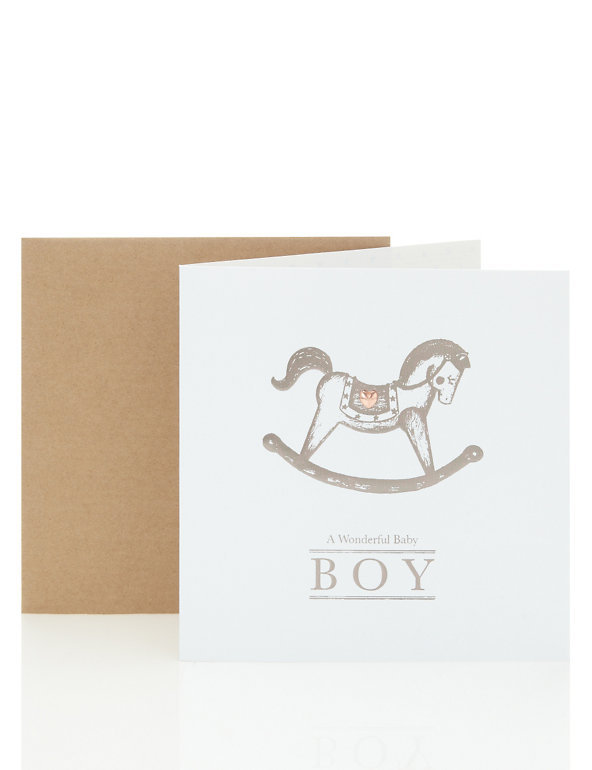 New Baby Boy Card Rocking Horse Design Image 1 of 1