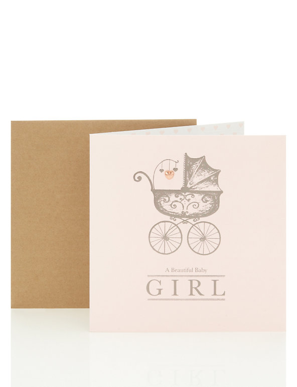 New Baby Girl Card Pram Design Image 1 of 2