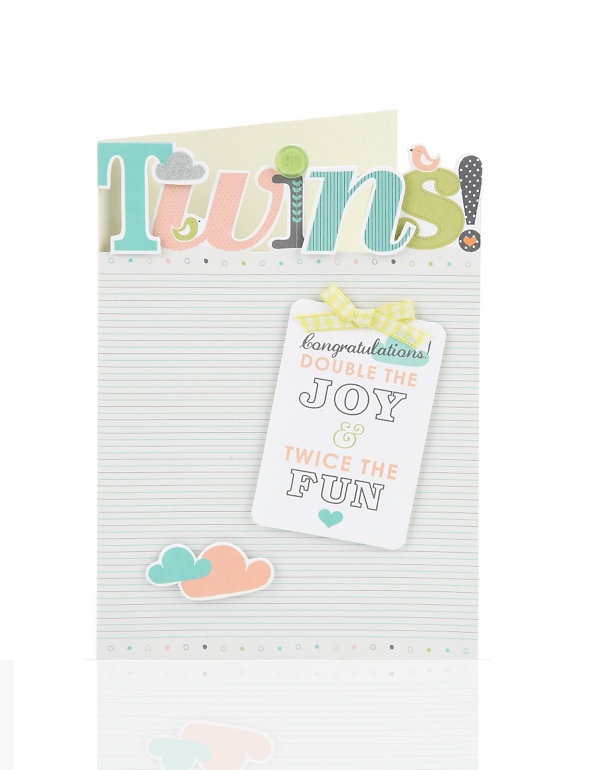 New Baby Twins Greetings Card Image 1 of 2