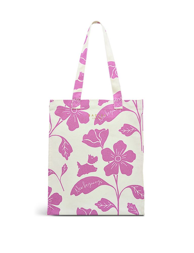 New Beginnings Canvas Floral Tote Bag 1 of 4