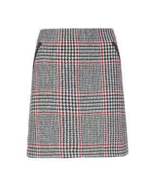 New Wool Blend Dogtooth Checked Mini Skirt | M&S Collection | M&S