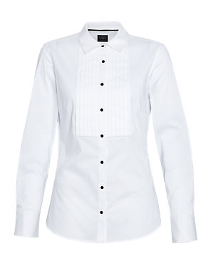 No Peep™ Cotton Rich Pleated Bib Shirt Image 2 of 7