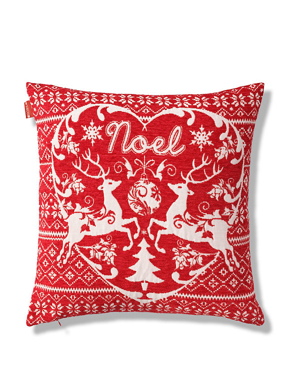 Noel Chenille Christmas Cushion Image 1 of 1