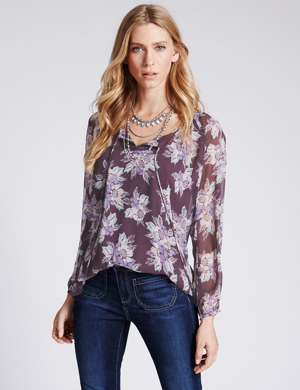 Non- Iron Floral Print Blouse with Camisole 2 of 4