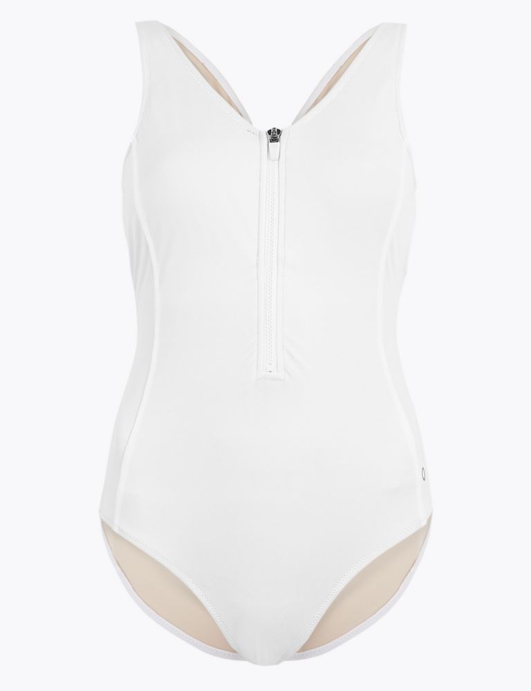 Non-Padded Zip Front Plunge Swimsuit 2 of 7