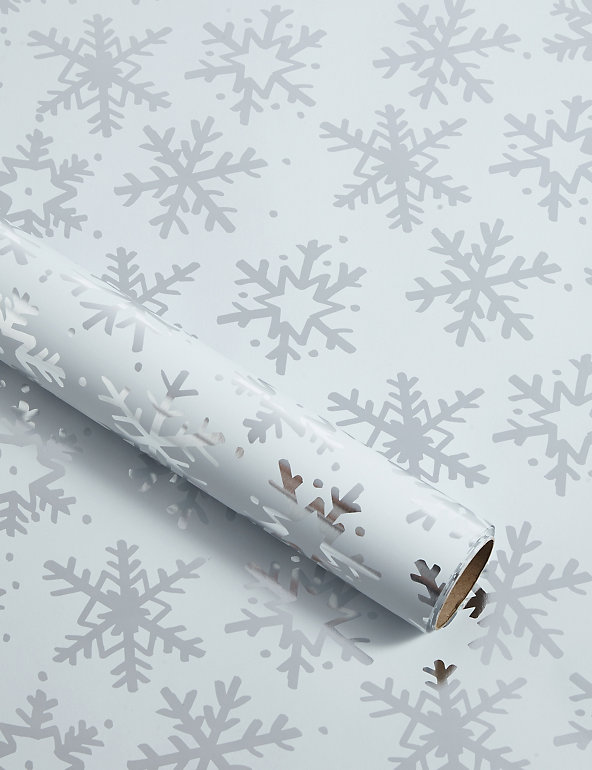 Nordic Noel Silver Snowflake 7m Christmas Wrapping Paper Image 1 of 2