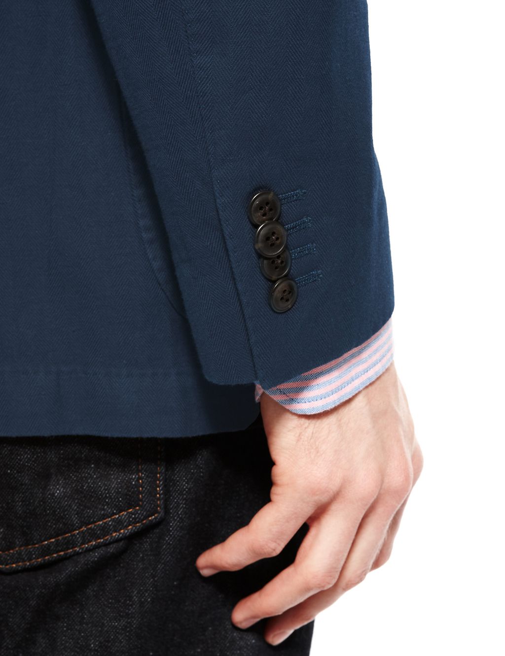 Notch Lapel 2 Button Herringbone Jacket with Linen 4 of 9