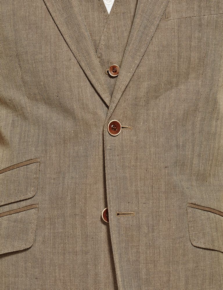 Notch Lapel 2 Button Herringbone Jacket with Wool 6 of 9